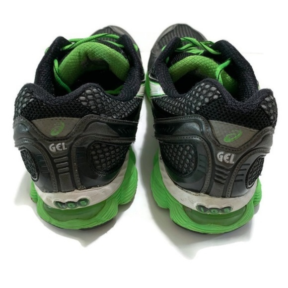 Mens Asics Green Black Trail Running Shoes T142T - Picture 3 of 8